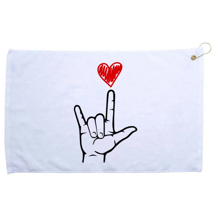 Valentines Day I Love You Hand Sign Asl Grommeted Golf Towel