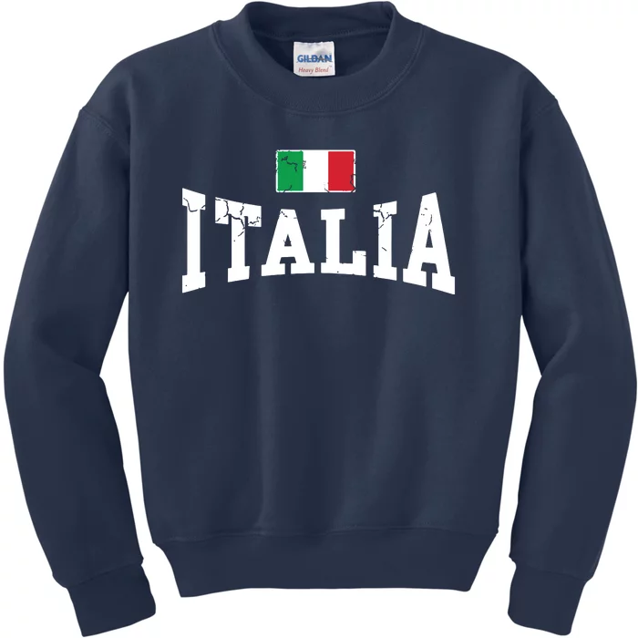 Vintage Distressed Italia Flag Italy Italian Family Group Kids Sweatshirt