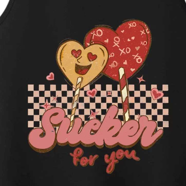 Valentine's Day Im A Sucker For You Heart Lollipops Xoxo Great Gift Performance Tank