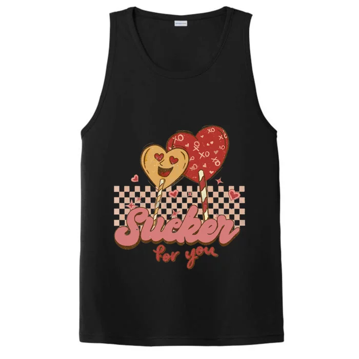 Valentine's Day Im A Sucker For You Heart Lollipops Xoxo Great Gift Performance Tank