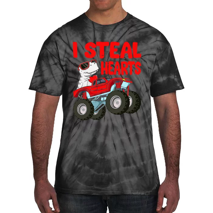 Valentines Day I Steal Hearts Funny Dino Trex Tie-Dye T-Shirt