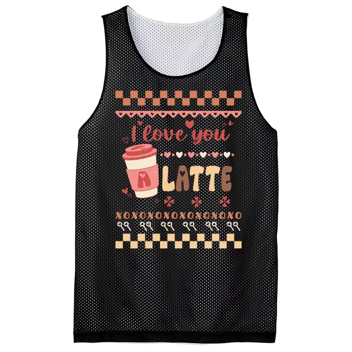 Valentine's Day I Love You Latte Mesh Reversible Basketball Jersey Tank