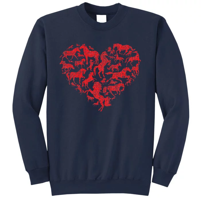 Valentines Day I Love Horses Distressed Heart Equestrian Sweatshirt