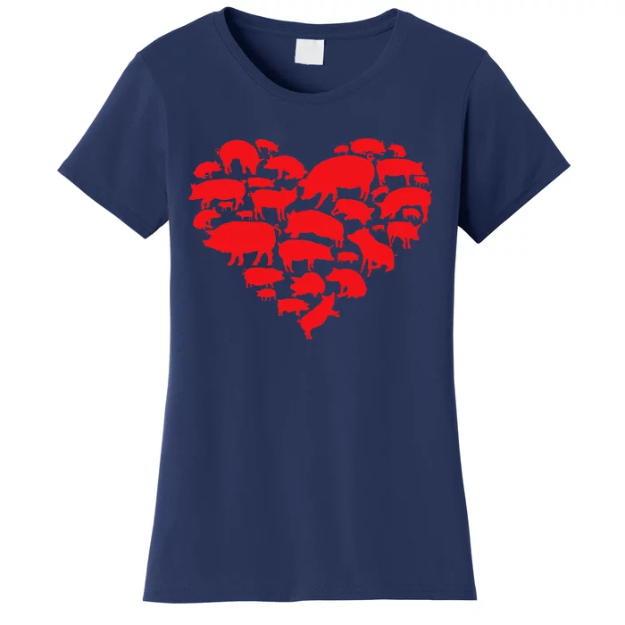 Valentines Day I Love Pigs Farm Animal Pig Lover Gifts Women's T-Shirt