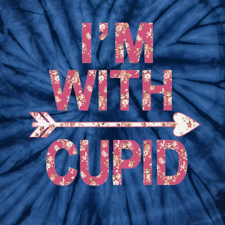 Valentine's Day I'm With Cupid Floral Graphic Tie-Dye T-Shirt