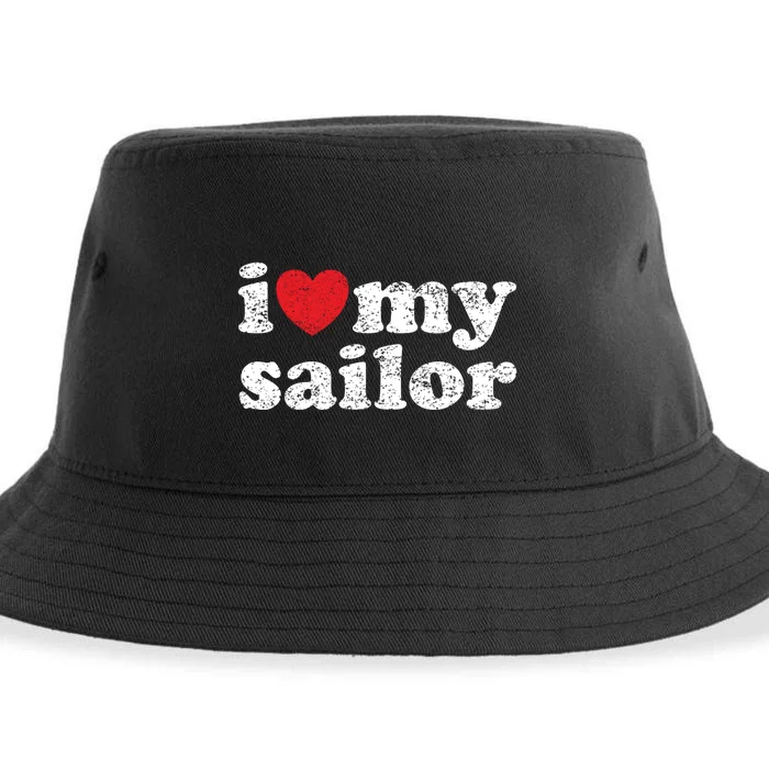 Vintage Distressed I Love My Sailor Meaningful Gift Sustainable Bucket Hat