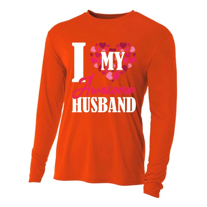 Valentines Day I Love My Awesome Husband Gift Cooling Performance Long Sleeve Crew