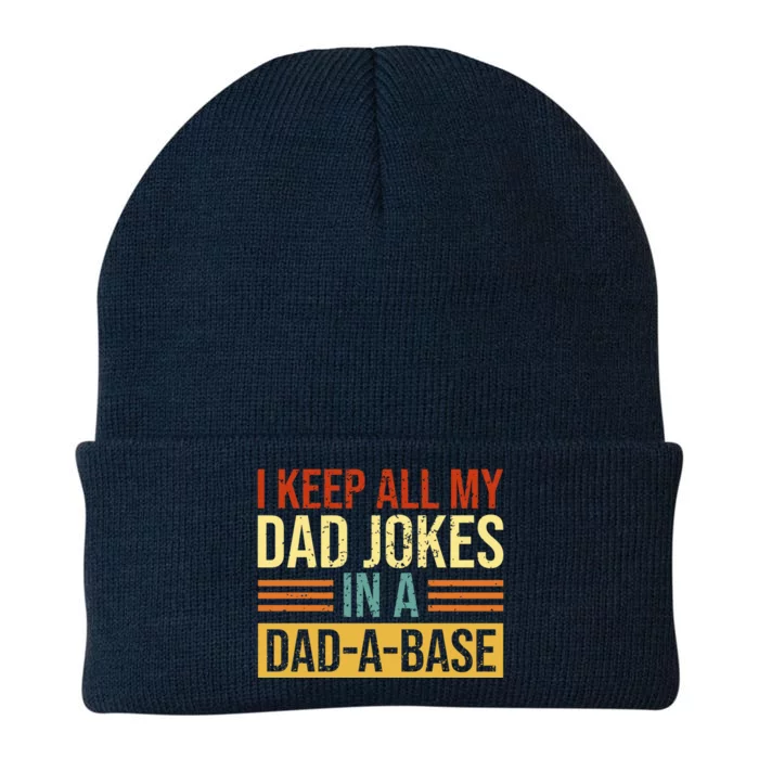 Vintage Dad Jokes I Keep All My Dad Jokes In A Dadgreat Giftagreat Giftbase Grea Knit Cap Winter Beanie