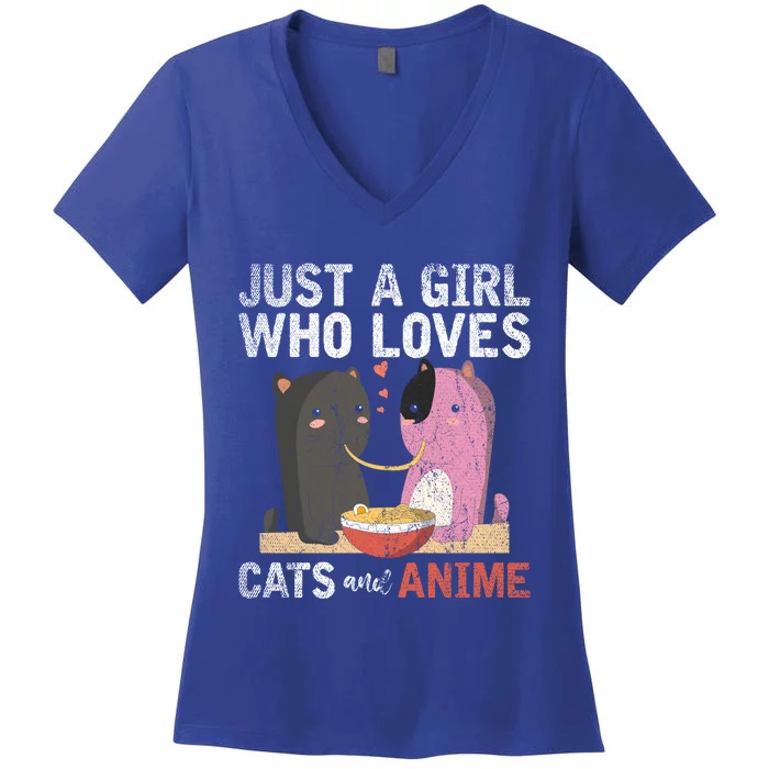 Valentines Day Kawaii Animal Pet Parent Ra Cat Anime Cute Gift Women's V-Neck T-Shirt