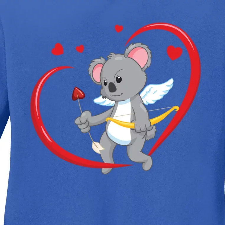 Valentines Day Koala Bear With Heart Arrow Cupid Koala Gift Ladies Long Sleeve Shirt