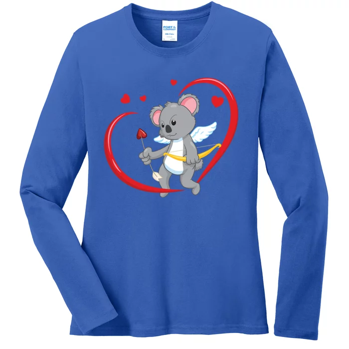 Valentines Day Koala Bear With Heart Arrow Cupid Koala Gift Ladies Long Sleeve Shirt