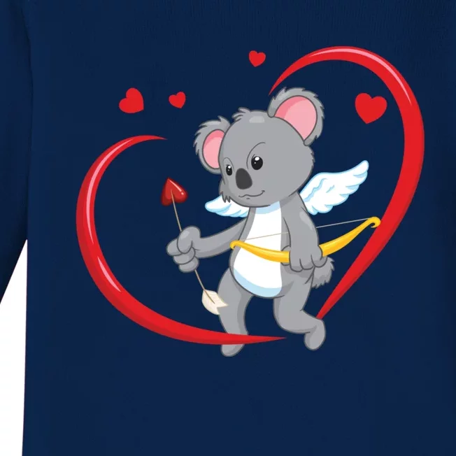 Valentines Day Koala Bear With Heart Arrow Cupid Koala Gift Baby Long Sleeve Bodysuit