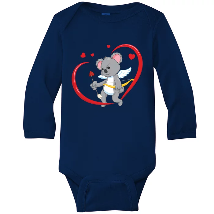 Valentines Day Koala Bear With Heart Arrow Cupid Koala Gift Baby Long Sleeve Bodysuit