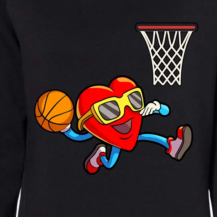 Valentines Day Kids Boys Men Heart Dunking Basketbal Womens California Wash Sweatshirt