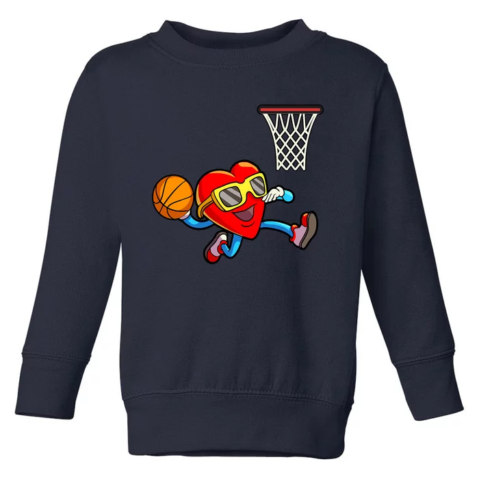 Valentines Day Kids Boys Men Heart Dunking Basketbal Toddler Sweatshirt