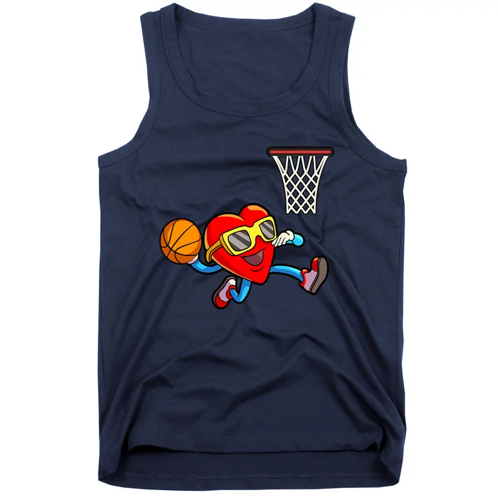 Valentines Day Kids Boys Men Heart Dunking Basketbal Tank Top