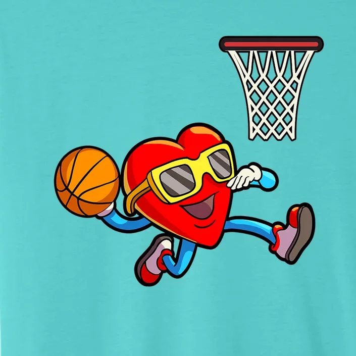 Valentines Day Kids Boys Men Heart Dunking Basketbal ChromaSoft Performance T-Shirt