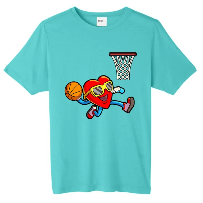 Valentines Day Kids Boys Men Heart Dunking Basketbal ChromaSoft Performance T-Shirt