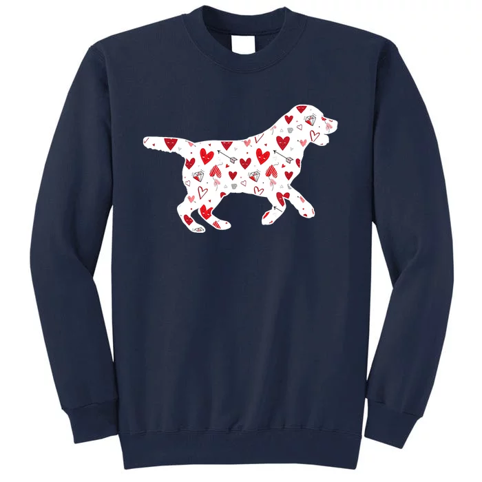 Valentines Day Labrador Hearts Puppy Dog Lover Tall Sweatshirt