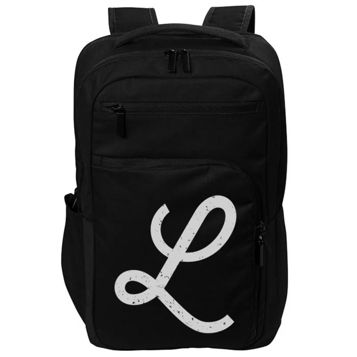 Vintage Distressed Letter L Initial Monogram Gift Impact Tech Backpack