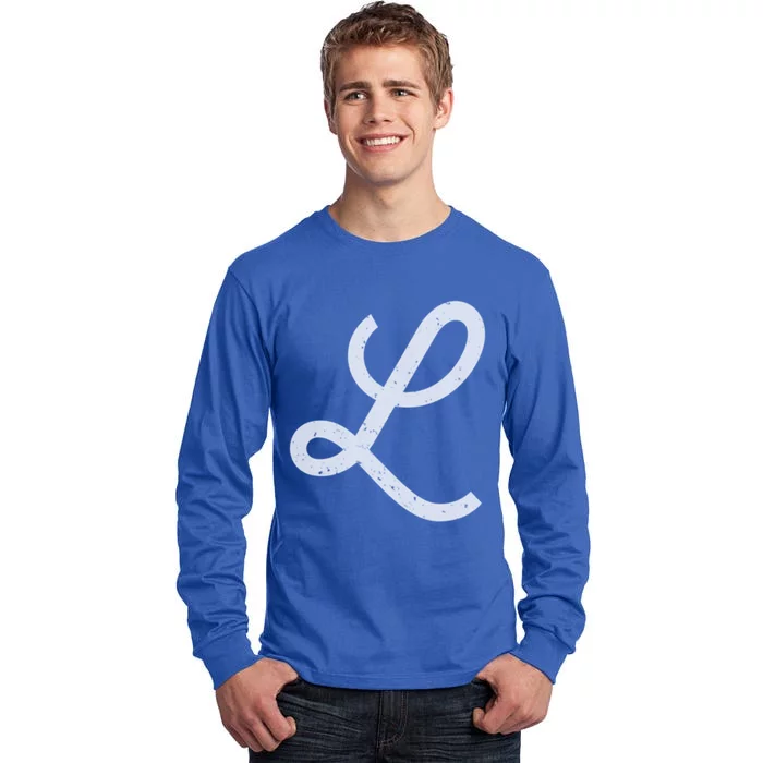 Vintage Distressed Letter L Initial Monogram Gift Tall Long Sleeve T-Shirt