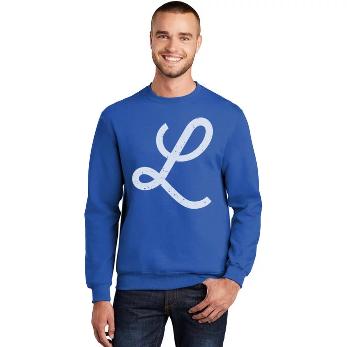 Vintage Distressed Letter L Initial Monogram Gift Tall Sweatshirt