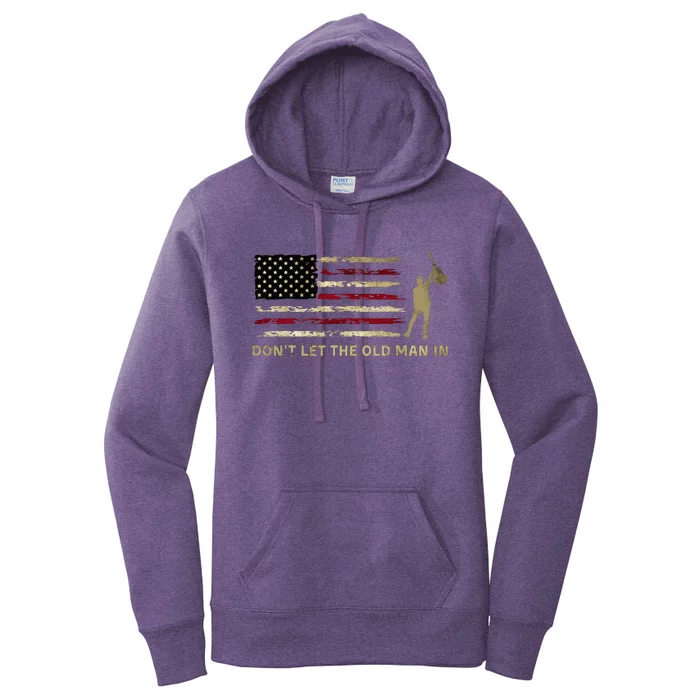 Vintage DonT Let The Old Man In American Flag Guitar Women's Pullover Hoodie