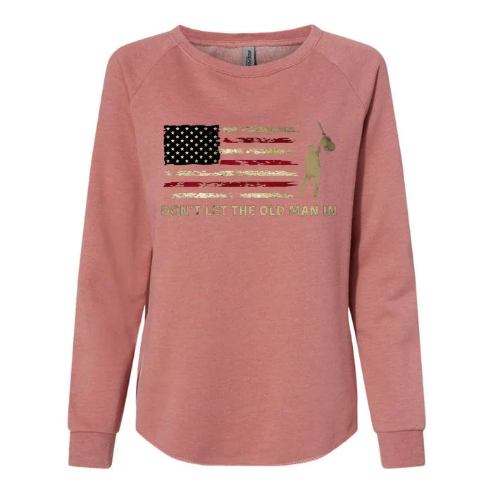 Vintage DonT Let The Old Man In American Flag Guitar Womens California Wash Sweatshirt