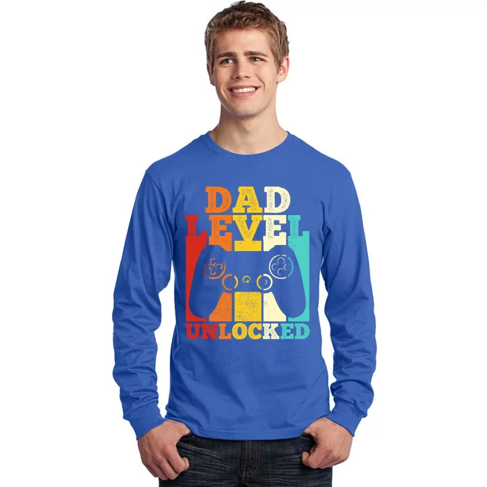 Vintage Dad Level Unlocked Gift Video Game Fathers Day Great Gift Tall Long Sleeve T-Shirt