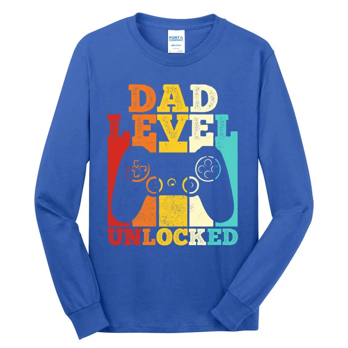 Vintage Dad Level Unlocked Gift Video Game Fathers Day Great Gift Tall Long Sleeve T-Shirt