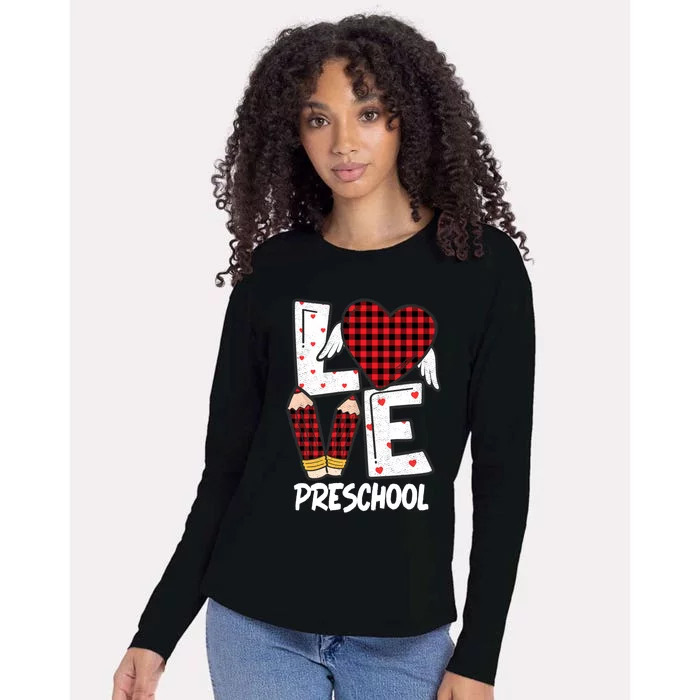 Valentines Day Love Preschool Plaid Leopard Teacher Life Gift Womens Cotton Relaxed Long Sleeve T-Shirt