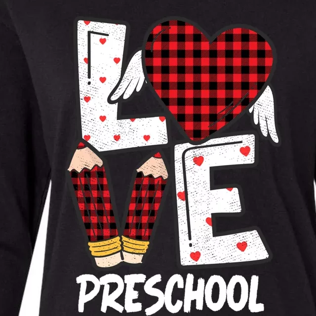 Valentines Day Love Preschool Plaid Leopard Teacher Life Gift Womens Cotton Relaxed Long Sleeve T-Shirt