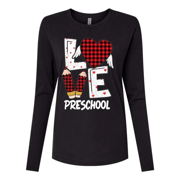 Valentines Day Love Preschool Plaid Leopard Teacher Life Gift Womens Cotton Relaxed Long Sleeve T-Shirt