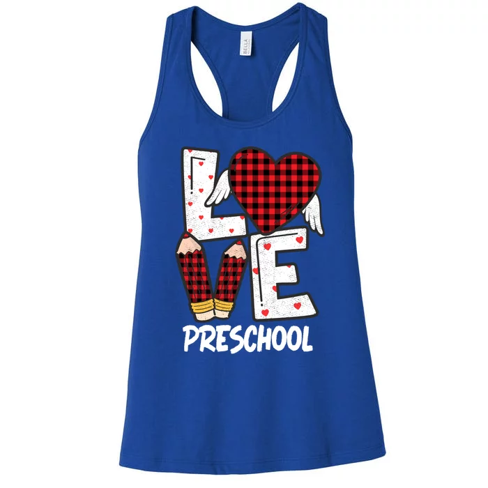 Valentines Day Love Preschool Plaid Leopard Teacher Life Gift Women's Racerback Tank