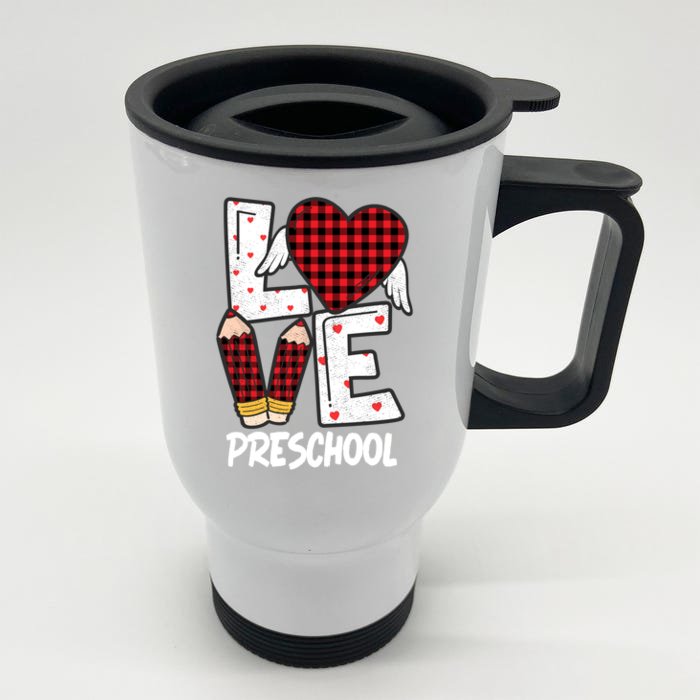 Valentines Day Love Preschool Plaid Leopard Teacher Life Gift Front & Back Stainless Steel Travel Mug