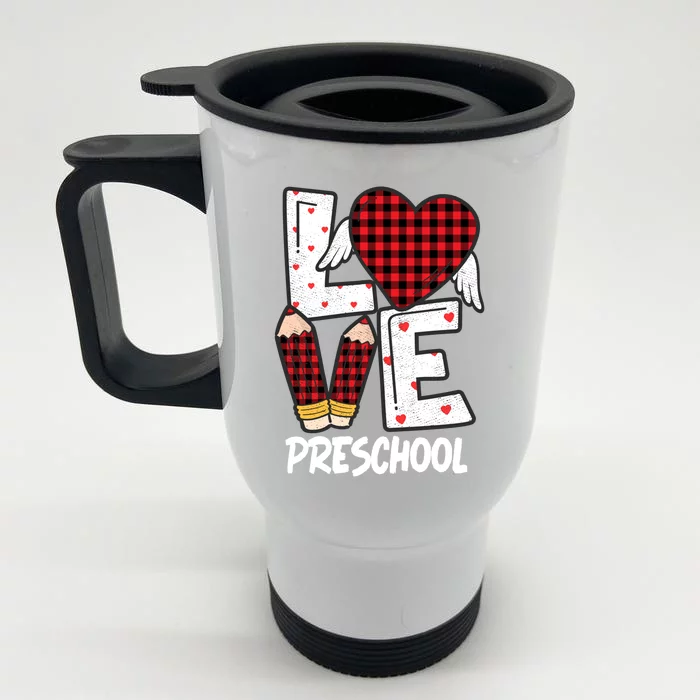 Valentines Day Love Preschool Plaid Leopard Teacher Life Gift Front & Back Stainless Steel Travel Mug