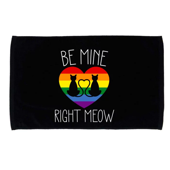 Valentines Day Lesbian Pride Be Mine Right Meow Cat Lover Gift Microfiber Hand Towel