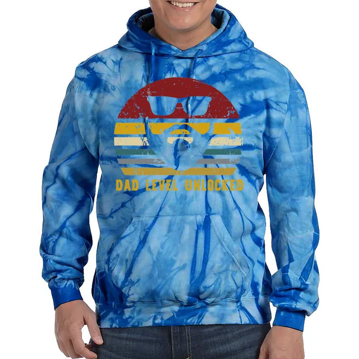 Vintage Dad Level Unlocked Promoted To Rad Dad Gift Tie Dye Hoodie