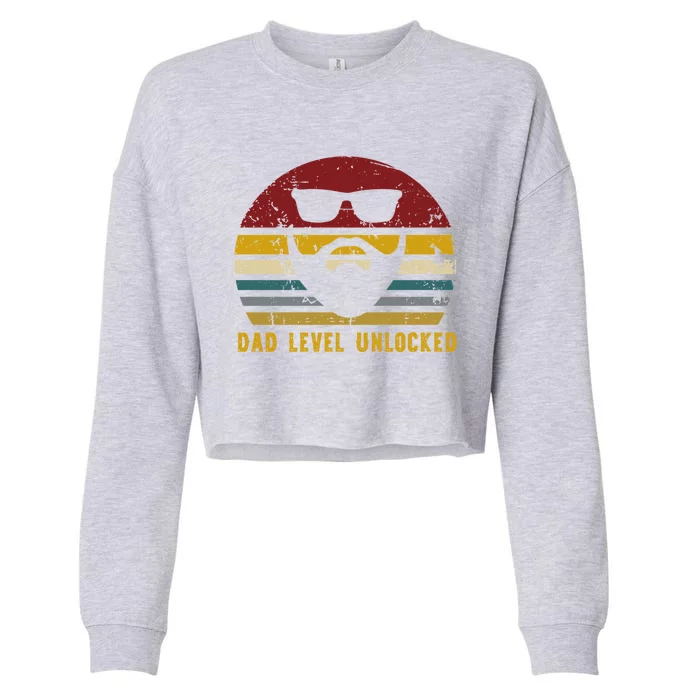 Vintage Dad Level Unlocked Promoted To Rad Dad Gift Cropped Pullover Crew