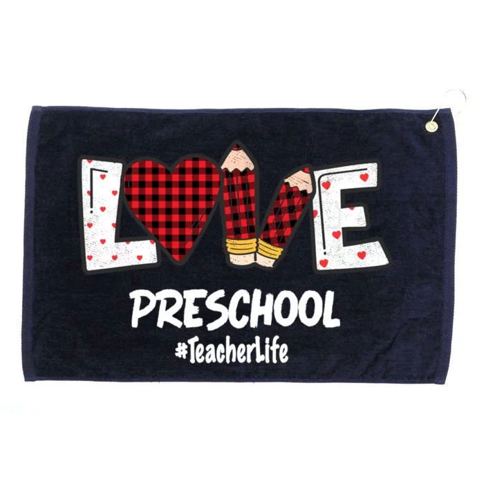 Valentines Day Love Preschool Plaid Leopard Teacher Life Great Gift Grommeted Golf Towel