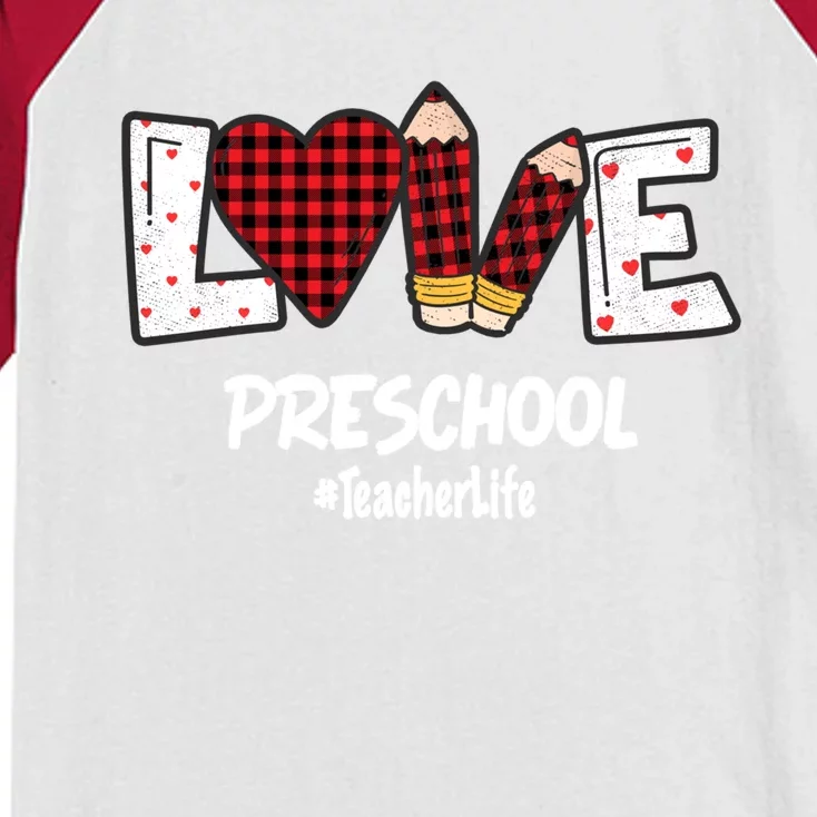 Valentines Day Love Preschool Plaid Leopard Teacher Life Great Gift Kids Colorblock Raglan Jersey