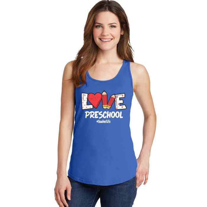 Valentines Day Love Preschool Squad Teacher Life Heart Gift Ladies Essential Tank