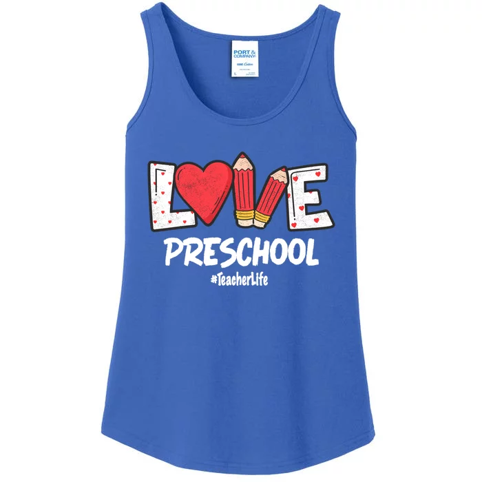 Valentines Day Love Preschool Squad Teacher Life Heart Gift Ladies Essential Tank