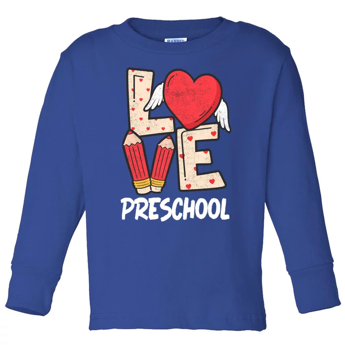 Valentines Day Love Preschool Squad Teacher Life Heart Cute Gift Toddler Long Sleeve Shirt