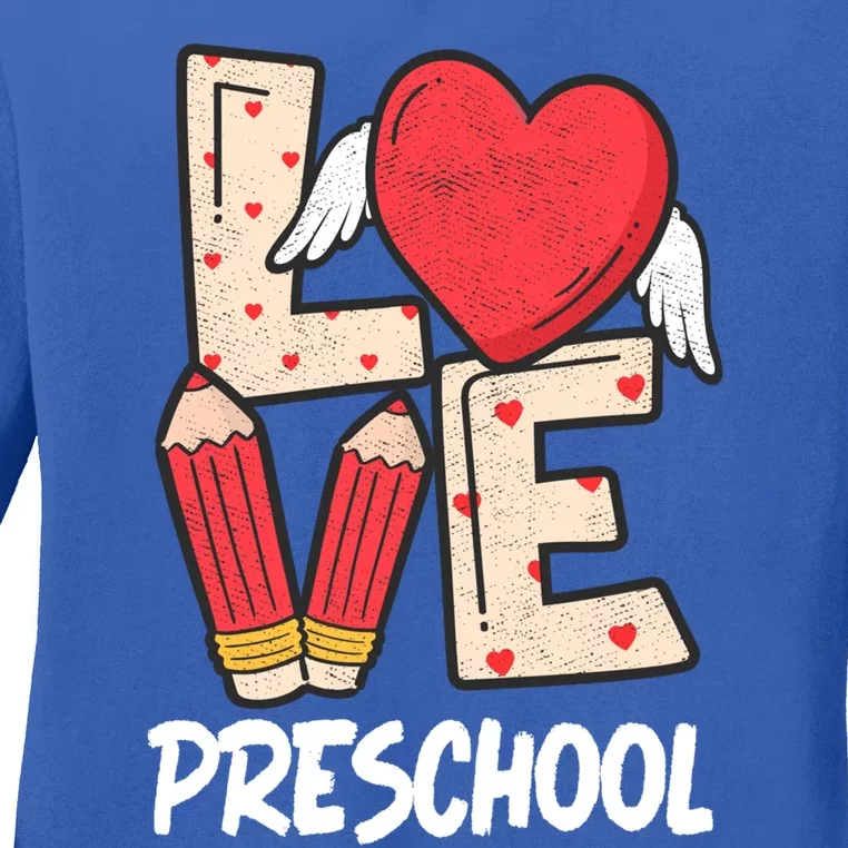 Valentines Day Love Preschool Squad Teacher Life Heart Cute Gift Ladies Long Sleeve Shirt