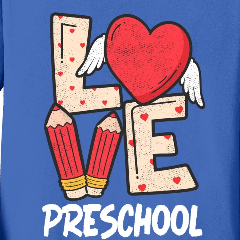 Valentines Day Love Preschool Squad Teacher Life Heart Cute Gift Kids Long Sleeve Shirt