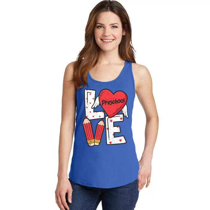 Valentines Day Love Preschool Squad Teacher Life Heart Gift Ladies Essential Tank