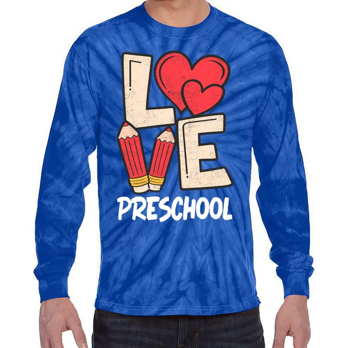 Valentines Day Love Preschool Squad Teacher Life Heart Gift Tie-Dye Long Sleeve Shirt