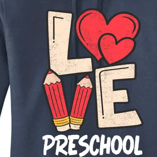 Valentines Day Love Preschool Squad Teacher Life Heart Gift Women's Pullover Hoodie