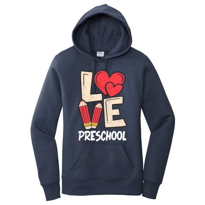 Valentines Day Love Preschool Squad Teacher Life Heart Gift Women's Pullover Hoodie